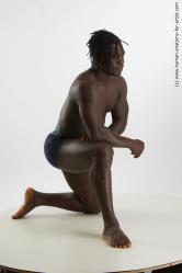 Underwear Man Black Kneeling poses - ALL Muscular Medium Kneeling poses - on one knee Black Standard Photoshoot Academic